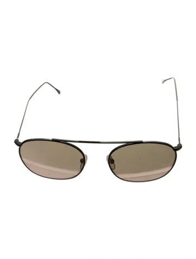 Pre-owned Illesteva Round Mirrored Sunglasses In Black
