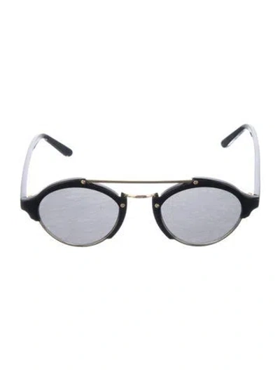 Pre-owned Illesteva Round Mirrored Sunglasses In Black