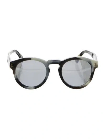 Pre-owned Illesteva Round Mirrored Sunglasses In Black