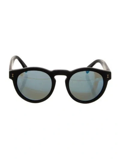 Pre-owned Illesteva Round Mirrored Sunglasses In Black