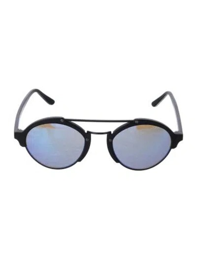 Pre-owned Illesteva Round Mirrored Sunglasses In Black
