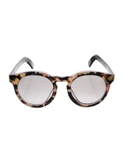 Pre-owned Illesteva Round Mirrored Sunglasses In Black