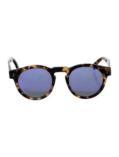Pre-owned Illesteva Round Mirrored Sunglasses In Black
