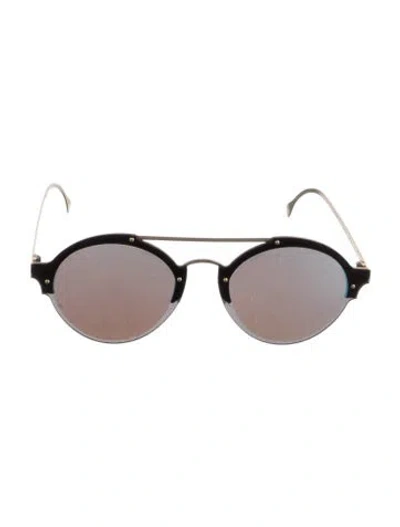 Pre-owned Illesteva Round Mirrored Sunglasses In Black/gold