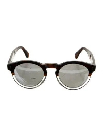 Pre-owned Illesteva Round Mirrored Sunglasses In Black/metallic