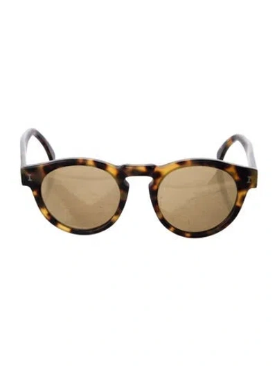 Pre-owned Illesteva Round Mirrored Sunglasses In Brown