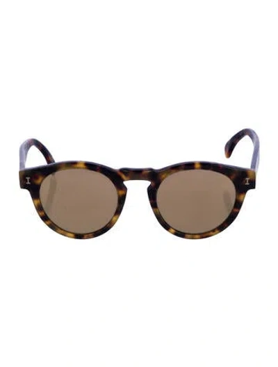 Pre-owned Illesteva Round Mirrored Sunglasses In Brown