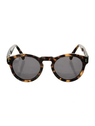 Pre-owned Illesteva Round Mirrored Sunglasses In Brown