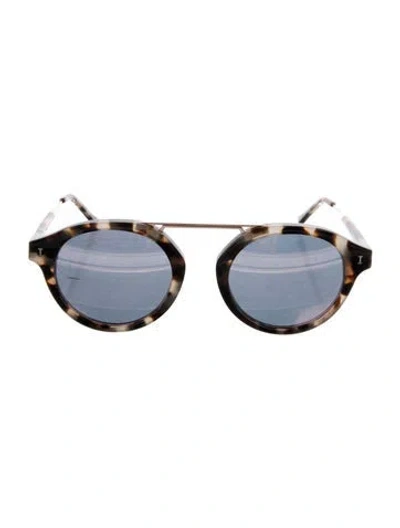 Pre-owned Illesteva Round Mirrored Sunglasses In Brown