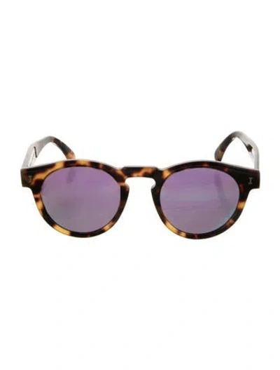 Pre-owned Illesteva Round Mirrored Sunglasses In Brown
