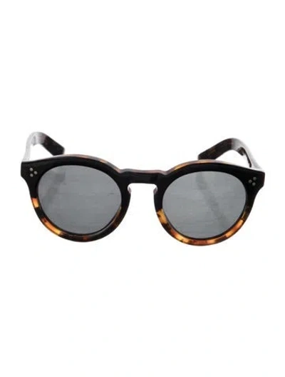 Pre-owned Illesteva Round Mirrored Sunglasses In Brown