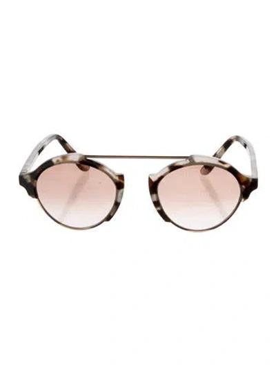 Pre-owned Illesteva Round Mirrored Sunglasses In Brown