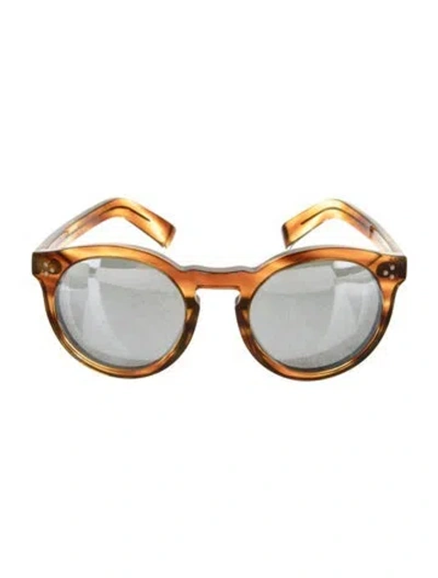 Pre-owned Illesteva Round Mirrored Sunglasses In Brown