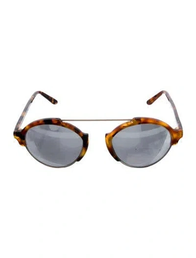 Pre-owned Illesteva Round Mirrored Sunglasses In Brown