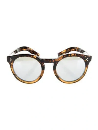 Pre-owned Illesteva Round Mirrored Sunglasses In Brown