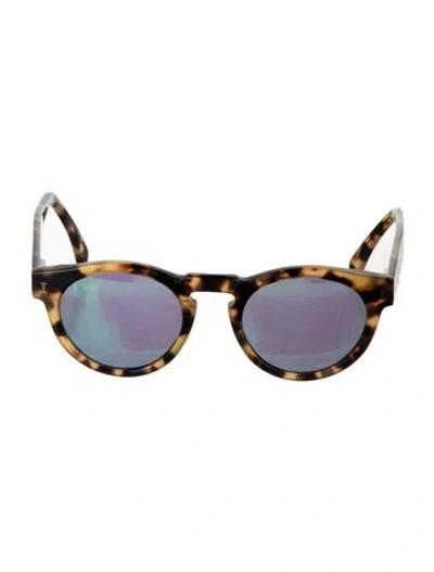 Pre-owned Illesteva Round Mirrored Sunglasses In Brown