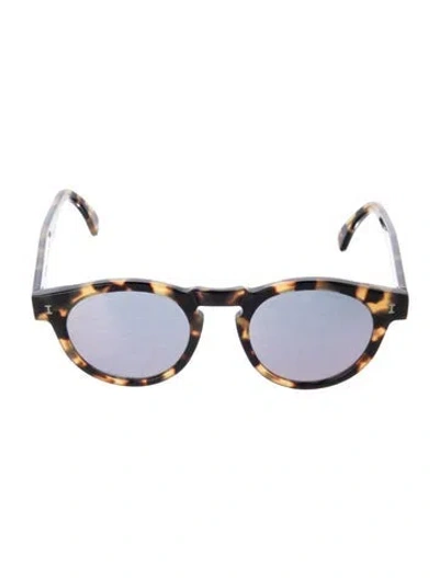 Pre-owned Illesteva Round Mirrored Sunglasses In Brown