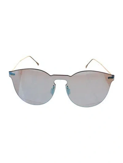 Pre-owned Illesteva Round Mirrored Sunglasses In Gold