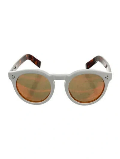 Pre-owned Illesteva Round Mirrored Sunglasses In White