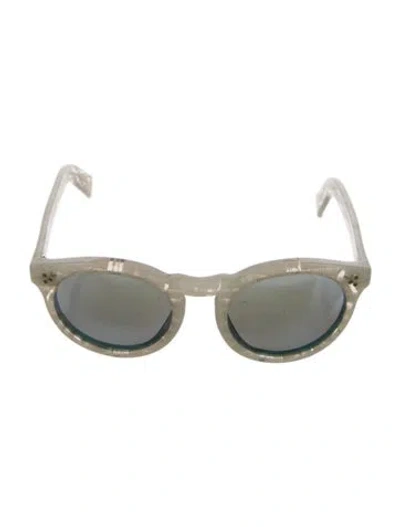 Pre-owned Illesteva Round Mirrored Sunglasses In White