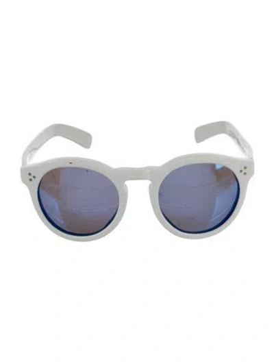 Pre-owned Illesteva Round Mirrored Sunglasses In White