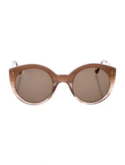 Pre-owned Illesteva Round Tinted Sunglasses In Gold