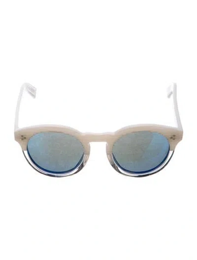 Pre-owned Illesteva Round Tinted Sunglasses In White