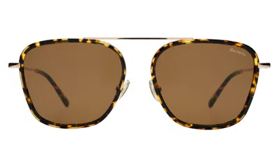 Illesteva Samos Ace Sunglasses In Flame/rose Gold / Brown Flat