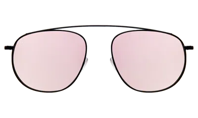 Illesteva Santorini Sunglasses In Black / Rose Flat Mirror
