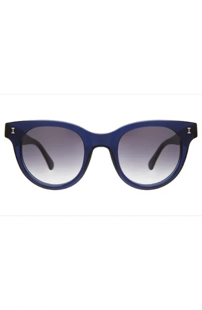 Illesteva Round Sicilia Sunglasses, 49mm In Navy/grey