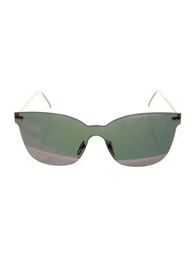 Pre-owned Illesteva Square Tinted Sunglasses In Gold