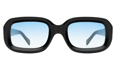 Illesteva Vinyl Sunglasses In Black / Blue Gradient See Through