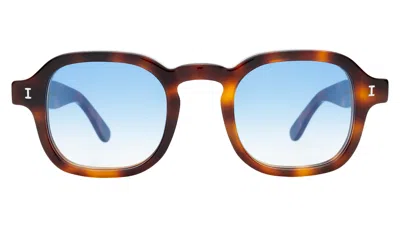Illesteva Washington Sunglasses In Havana / Blue Flat Gradient See Through
