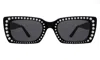 Illesteva Wilson Ii Crystal Sunglasses In Black W/ Silver Swarovski Crystals / Grey Flat