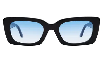 Illesteva Wilson Sunglasses In Black / Blue Flat Gradient See Through