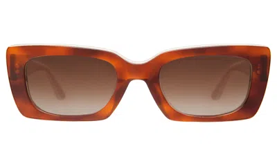 Illesteva Wilson Sunglasses In Red Havana/white / Brown Flat Gradient
