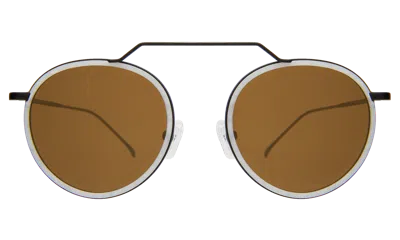 Illesteva Wynwood Ace Sunglasses In Pearl/matte Black / Gold Flat Mirror