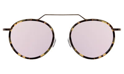 Illesteva Wynwood Ace Sunglasses In Tortoise/gold / Bright Rose Flat Mirror