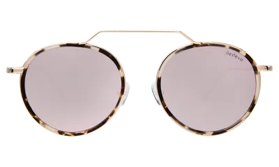 Illesteva Wynwood Ace Sunglasses In White Tortoise/gold / Bright Rose Flat Mirror
