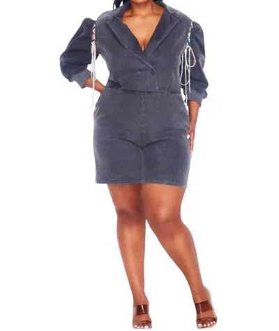 Illord Stretch Denim Romper In Black In Blue