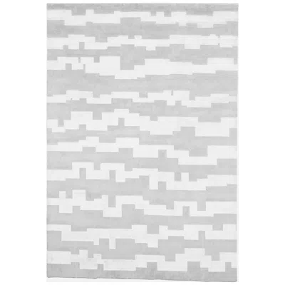 Pre-owned Illulian 21st Century Carpet Rug Aztec In Himalayan Wool And Silk Gray