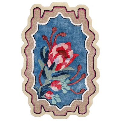 Pre-owned Illulian 21st Century Carpet Rug Eclectit Florem Wool And Beige, Pink, Blue
