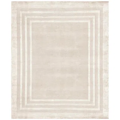 Pre-owned Illulian 21st Century Carpet Rug Frame Iii Borders In Himalayan Wool And Silk Gray