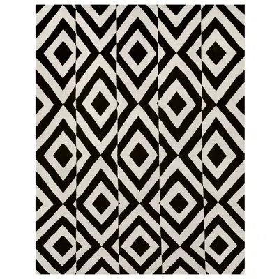 Pre-owned Illulian 21st Century Carpet Rug Frantik In Himalayan Wool And Silk, Black, White