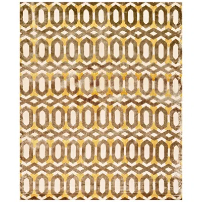 Pre-owned Illulian 21st Century Carpet Rug Habana In Himalayan Wool And Silk Brown, Beige, Yellow