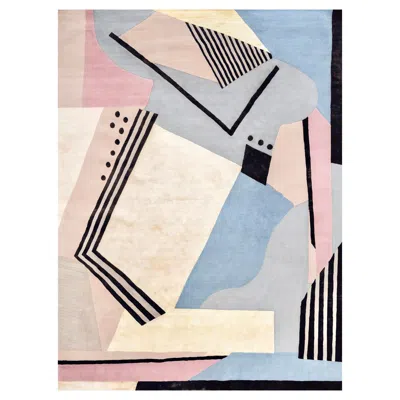Pre-owned Illulian 21st Century Carpet Rug Jasper In Himalayan Wool And Silk Pink, Blue, Beige In Brown