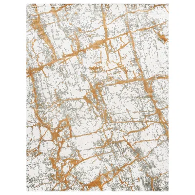 Pre-owned Illulian 21st Century Carpet Rug Kintsugi In Himalayan Wool And Silk Ivory, Gold, Gray