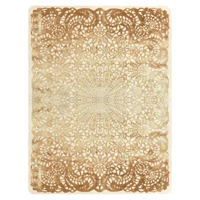 Pre-owned Illulian 21st Century Carpet Rug Lacy In Himalayan Wool And Silk Beige, Brown, Ivory In White