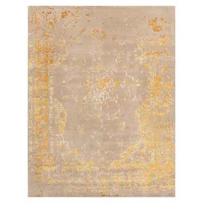 Pre-owned Illulian 21st Century Carpet Rug Layla In Himalayan Wool And Silk Beige, Gold