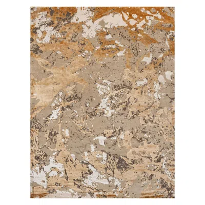 Pre-owned Illulian 21st Century Carpet Rug Madisson In Himalayan Wool And Silk Ivory, Gold, Beige In Brown